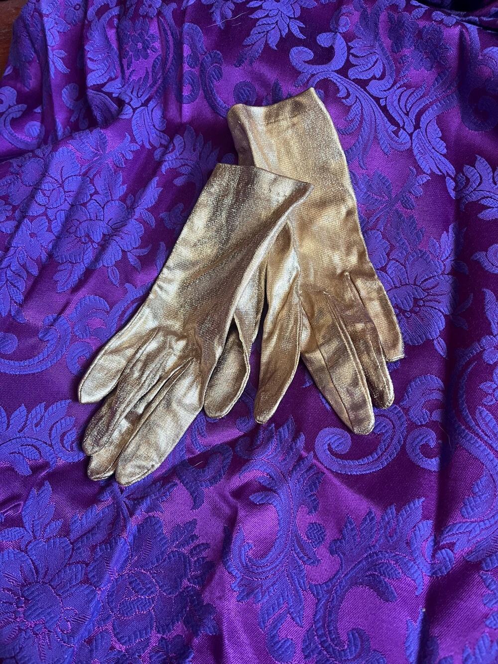 Vintage gold lame gloves